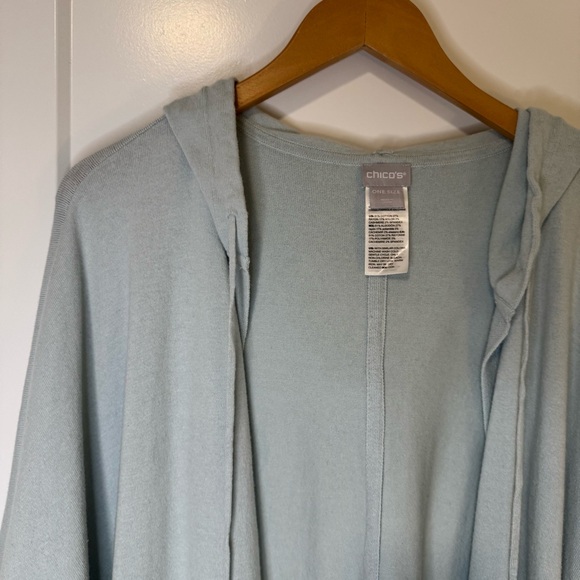 Chico’s Cardigan Sweater Blue Hooded One Size - Picture 3 of 7
